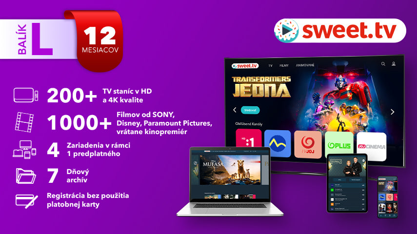 Predplatné Sweet.tv Balík L - SK - 12 Mesiacov